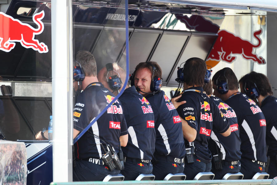 Christian Horner on the Red Bull pit wall