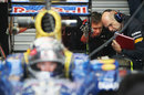 Adrian Newey inspects the rear of the RB8