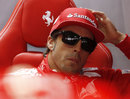 Fernando Alonso in the Ferrari garage