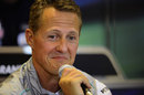 Michael Schumacher answers a question in a press conference