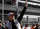 Michael Schumacher on the drivers' parade at his 300th grand prix