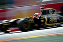 Kimi Raikkonen at speed in the Lotus