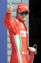 Felipe Massa celebrates his third place in qualifying