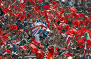 A lone Union flag in a sea of Ferrari supporters