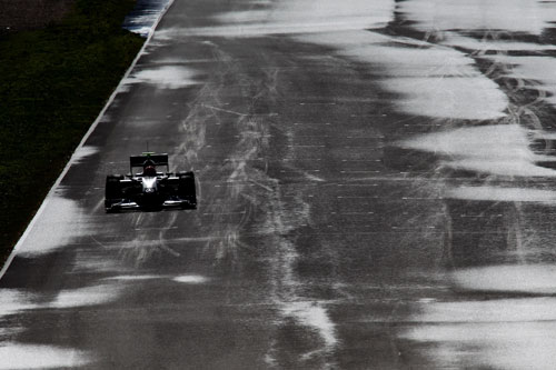 Michael Schumacher on the drying track