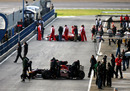 A busy pit lane as testing resumes in Jerez
