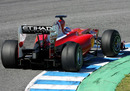 Fernando Alonso's Ferrari showing signs of tyre wear