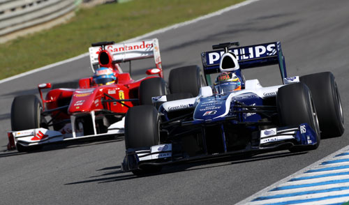 Nico Hulkenberg leads Fernando Alonso