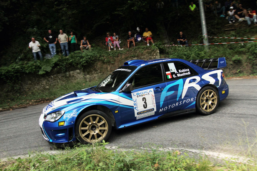 Robert Kubica in action in his WRC Subaru Impreza