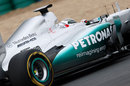 Sam Bird on track with soft tyres in the Mercedes W03