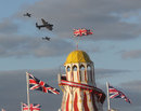 A Lancaster leads a Battle of Britain fly-by