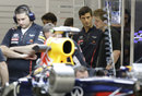 Mark Webber in the Red Bull garage