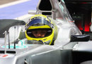 Nico Rosberg in the cockpit of the Mercedes