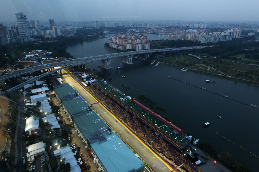 The view over the circuit at dusk