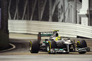 Nico Rosberg runs on soft tyres during Q3