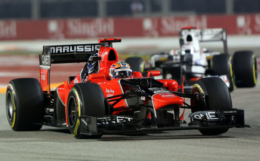 Timo Glock on his way to 12th place in the Marussia