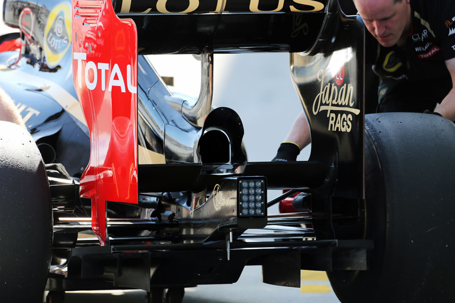 The rear wing 'device' on Kimi Raikkonen's Lotus E20