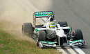 Nico Rosberg rejoins the track after running wide