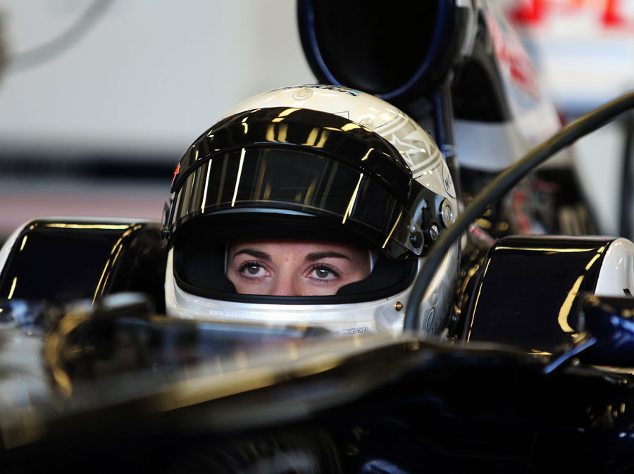 Susie Wolff in the cockpit of the Williams FW33 ahead of her test drive