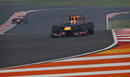 Sebastian Vettel leads Mark Webber on track