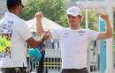 Nico Rosberg arrives in the paddock on Thursday morning