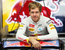 A relaxed Sebastian Vettel with his Red Bull during FP1