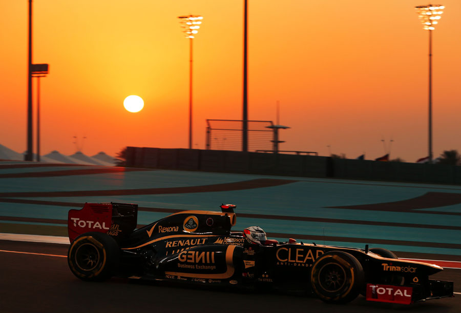 Kimi Raikkonen leads as the sun sets