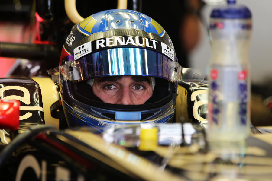 Nicolas Prost waits in the Lotus garage