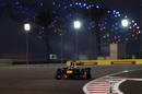 Sebastian Vettel attacks the first sector as the Yas Hotel changes colour
