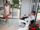 Esteban Gutierrez relaxes after a busy day at the office