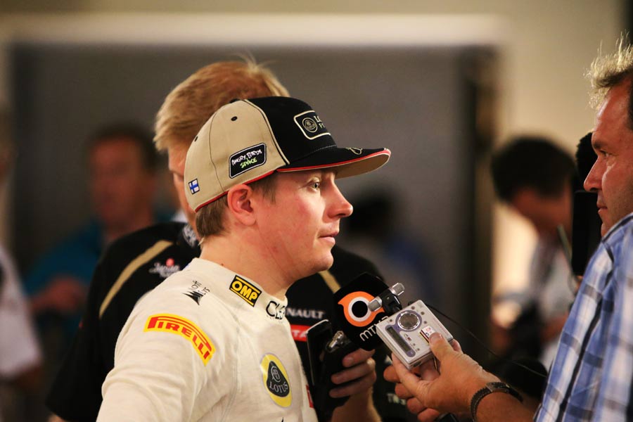 Kimi Raikkonen speaks to the media after the Abu Dhabi Grand Prix 