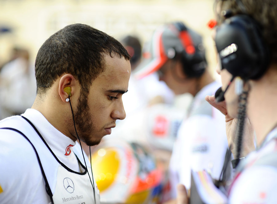 Lewis Hamilton focuses ahead of the race