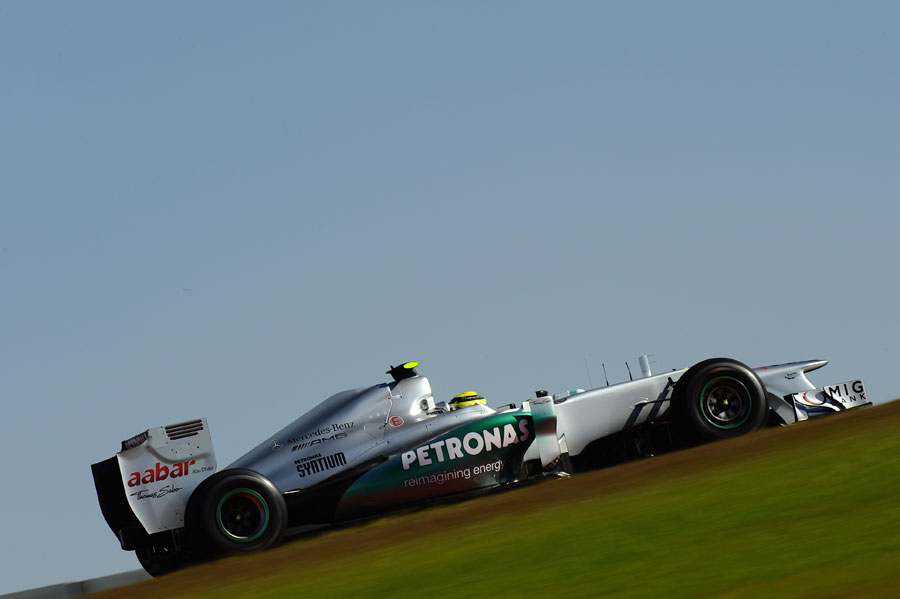 Nico Rosberg climbs towards turn one