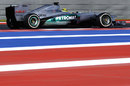 Nico Rosberg on track with an old exhaust configuration fitted to his Mercedes for qualifying