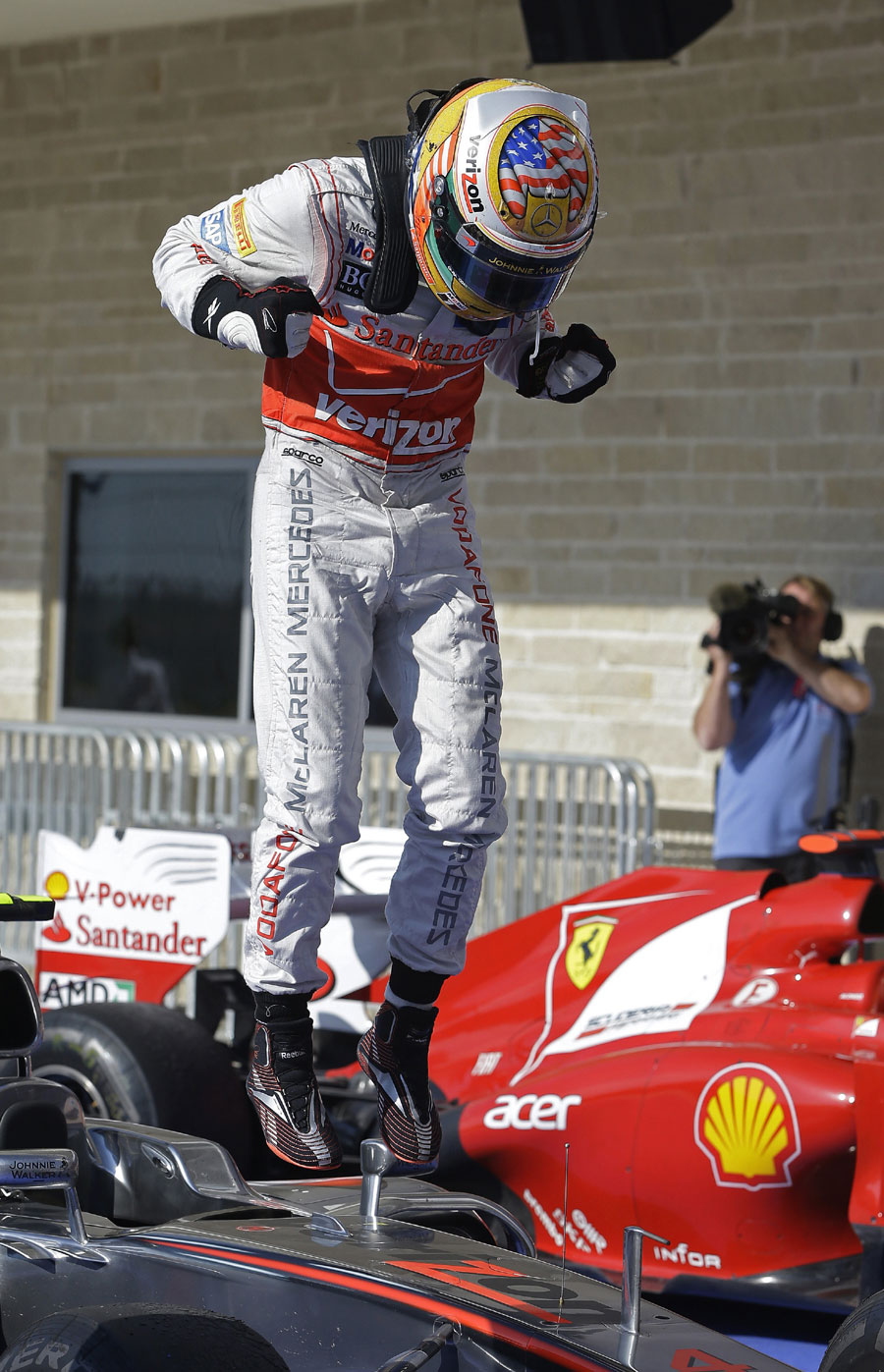 Lewis Hamilton celebrates victory