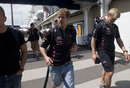 Sebastian Vettel arrives at the circuit on Thursday