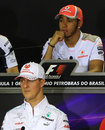 Lewis Hamilton and Michael Schumacher in the driver press conference