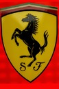 The Ferrari logo in the Ferrari garage
