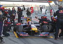 Red Bull practice a pit stop