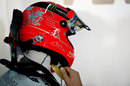 Michael Schumacher sporting a thank you message on his helmet for his final grand prix