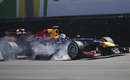 Sebastian Vettel locks up on the medium tyres