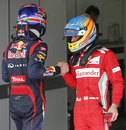 Fernando Alonso congratulates Mark Webber after qualifying