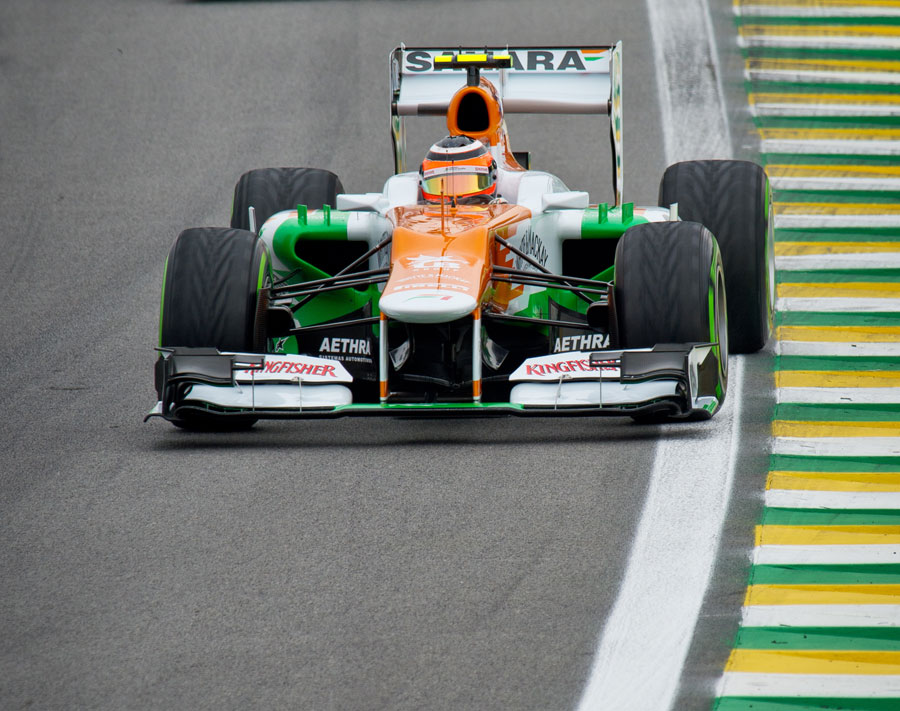 Nico Hulkenberg on intermediate tyres during FP1