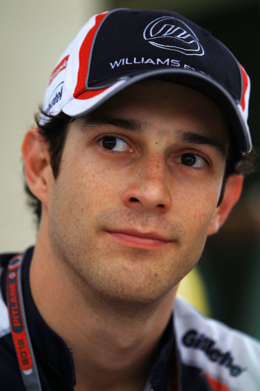 Bruno Senna talks to the press after qualifying