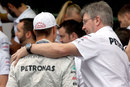 Thanks and goodbye ... Ross Brawn puts an arm round Michael Schumacher 