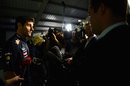 Mark Webber faces the media at Red Bull's headquarters