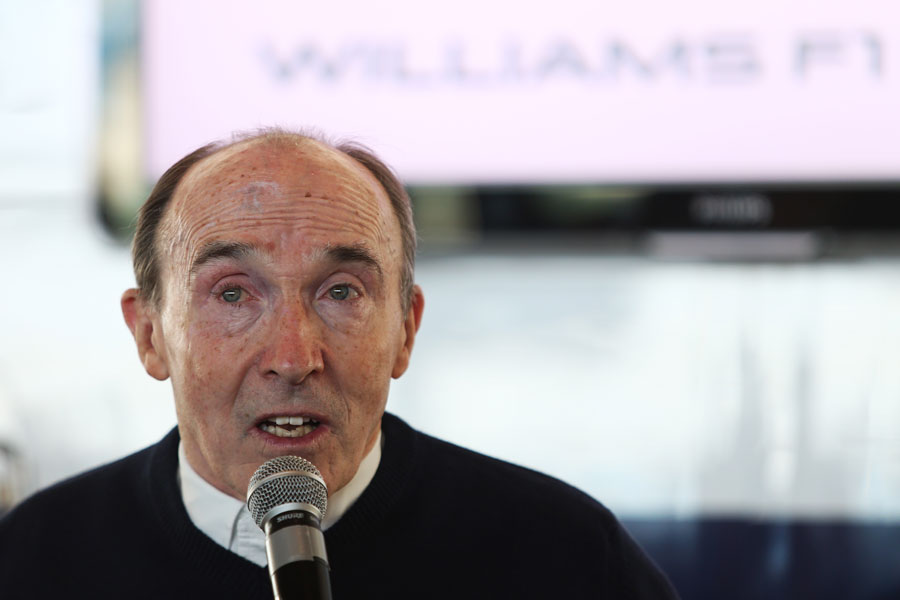 Sir Frank Williams talks at a Williams media and partners day 