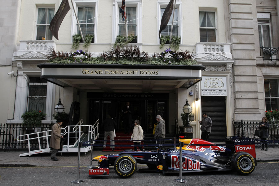 A Red Bull RB8 parked outside the Grand Connaught Rooms at the BRDC Awards