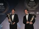 Sebastian Vettel and Christian Horner receive their awards at the FIA prize-giving gala