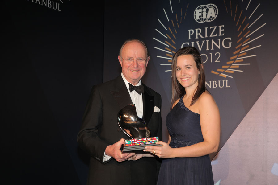 Silvia Bellot is named the winner of the Outstanding Official Award at the FIA prize-giving gala